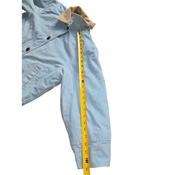 Vintage LL Bean Women's Chore Field Coat L Blue Canvas Barn Jacket Corduroy - Picture 9 of 16
